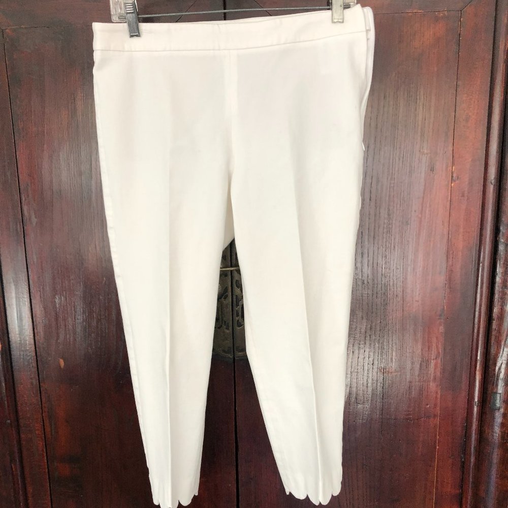 White Talbot's Chatham Scalloped Hem Crops